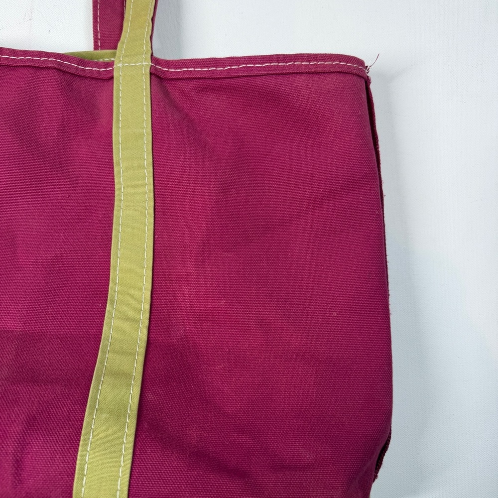 LL bean Boat And Tote Vintage Bag Large Color Block Monogram Canvas Fuchsia - Picture 6 of 16
